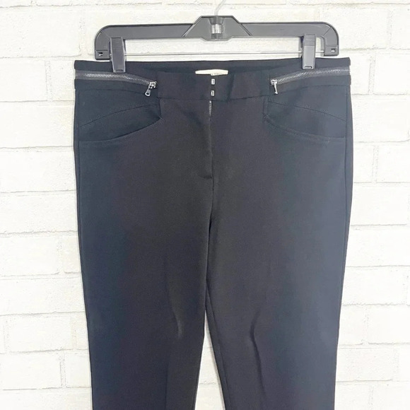 Rebecca Taylor Black Taper Leg High Rise Zipper Accent Pants Women's Size 8 - Picture 3 of 8